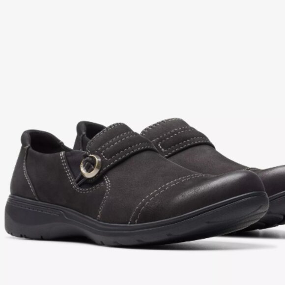 Clarks Comfort Carleigh Pearl Black Slip-on Nubucks 7.5 - Picture 1 of 6